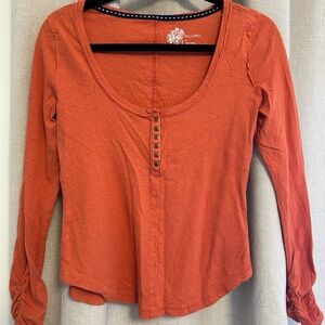 Anthropologie Pilcro Orange Long Sleeve Top